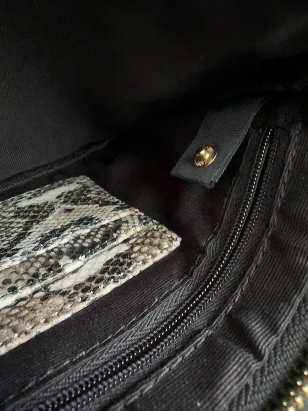 Vegan Snakeskin Print Zip Wristlet Wallet Taupe Brown Ivory